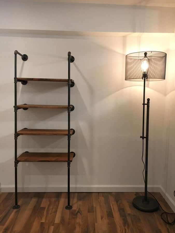 Wall unit, Industrial Pipe and Rustic Wood Shelf unit, Display case, Bookcase, and clothing storage.  Iron Pipe and Sustainable Open added by Spoak Member