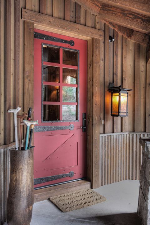 Rustic Red Front Door | House siding, Door design, Rustic exterior added by Spoak Member