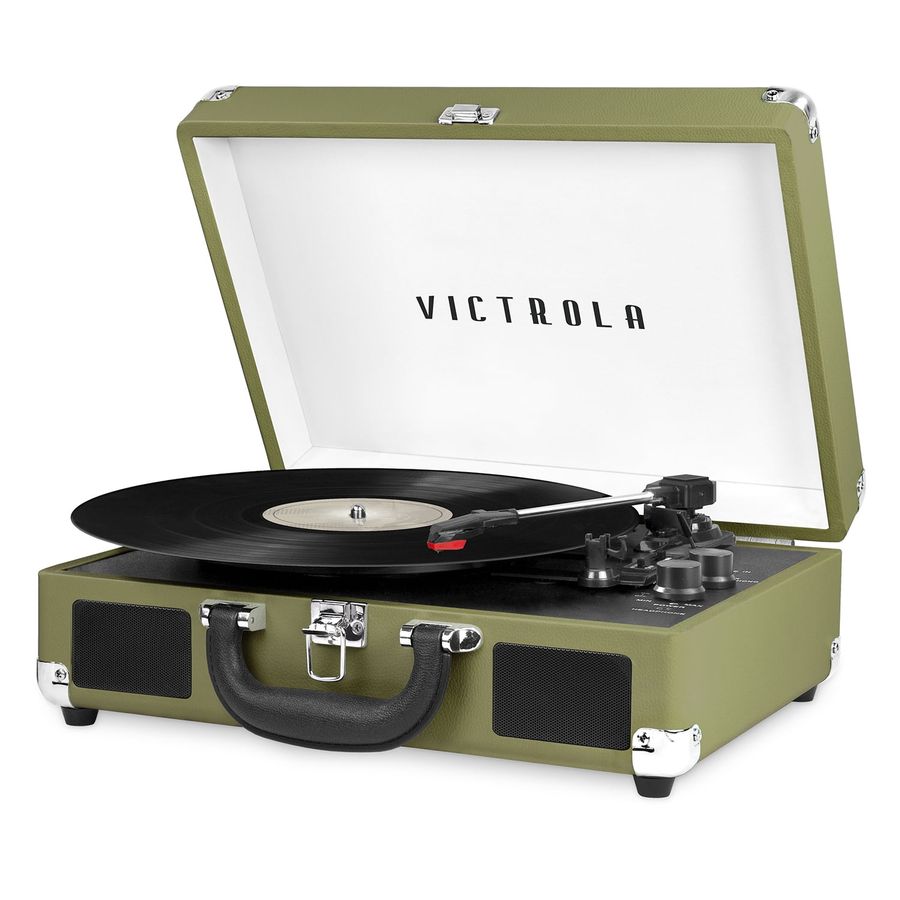 Victrola Bluetooth Portable Suitcase Record Player with 3-Speed Turntable - Olive Green - Walmart.com added by Kate White