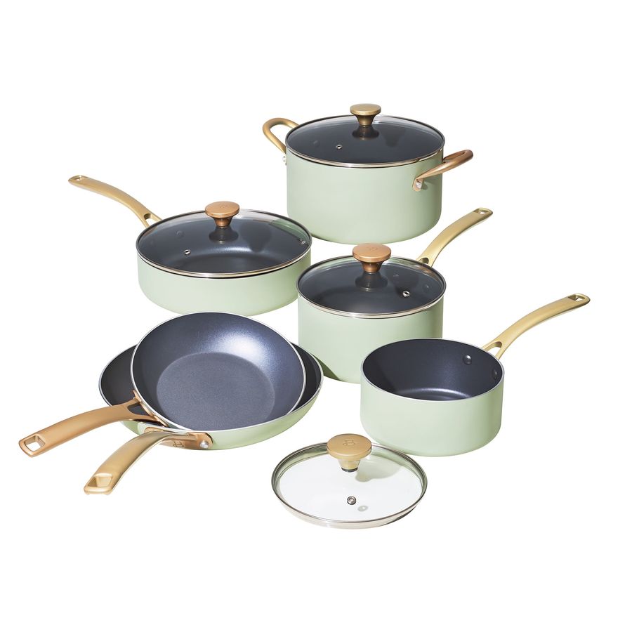 Beautiful 10 PC Cookware Set, Sage Green by Drew Barrymore - Walmart.com added by Erica Ramon