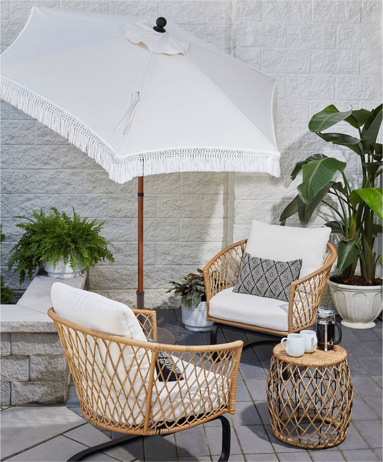 Better Homes & Gardens Ventura 3-Piece White Outdoor Boho Wicker Chat Set, Wicker Frame added by Spoak Member