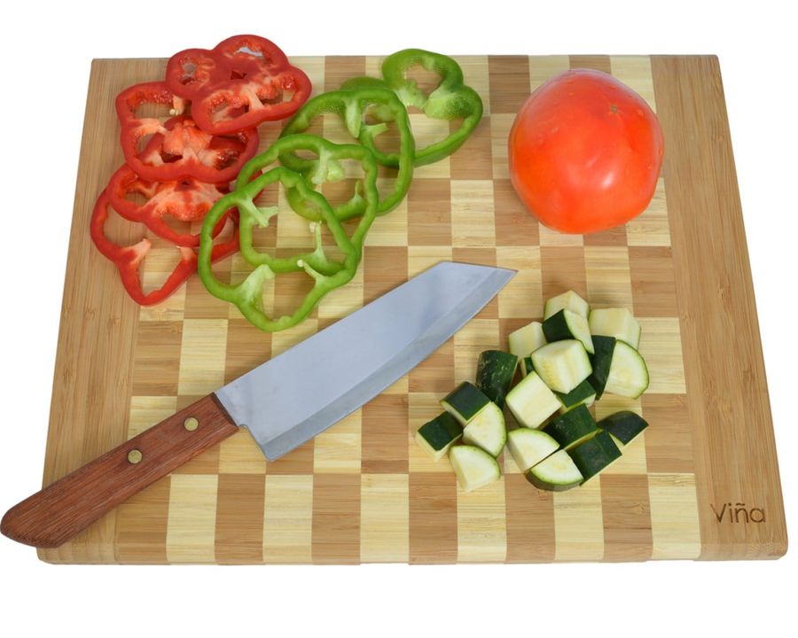 Tirrinia Premium Eco-friendly Cutting Board - Large 14" x 11" Thick Kitchen Chopping board Serving Platter with Checkered Pattern, Wooden - Walmart.com added by Sarah Jackson