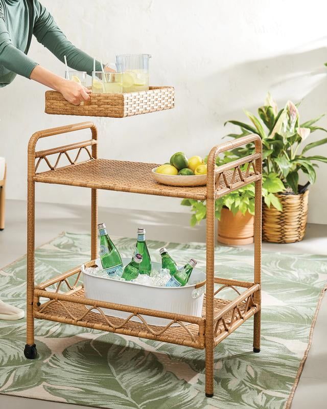 Better Homes & Gardens Willow Sage Steel Wicker Bar Cart, Brown - Walmart.com added by erika grossman