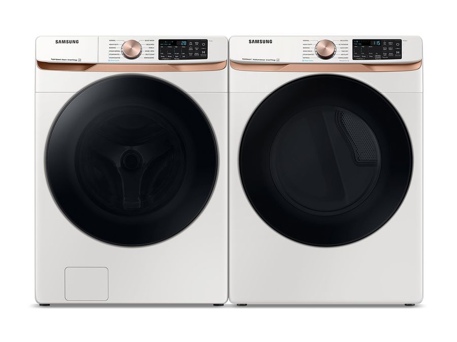 Extra Large Capacity Smart Front Load Washer with Super Speed Wash and Smart Electric Dryer with Steam Sanitize+ and Sensor Dry in Ivory Washers - BNDL-1668783209249 | Samsung US added by Liz Kirby