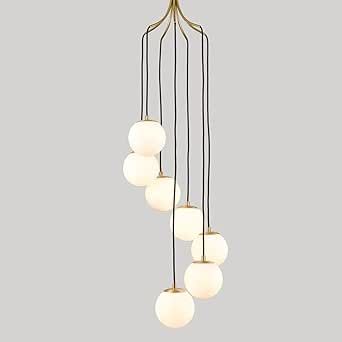 Modern Globe Pendant Light Brass Chandeliers Hanging Lighting for Dinning Room, White Opal Glass Shade 7-Light added by Sarah Jackson