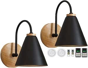 civaza 2-Pack Wall Light Bedside Lamp,Led Remote Control Battery Operated Indoor Wireless Black Wall Sconce Light Fixture for Bedroom Bathroom Loft Wall Decor- (Includes Battery Charger) A-9 added by Tammy Gerber