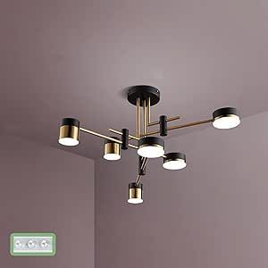 Nordic Chandelier, Modern Minimalist Bedroom Chandelier LED Semi Flush Mount Chandelier, For Kitchen/Dining Room/Hallway/Bedroom,6 Heads-Stepless Dimming+Remote Control added by Sarah Jackson