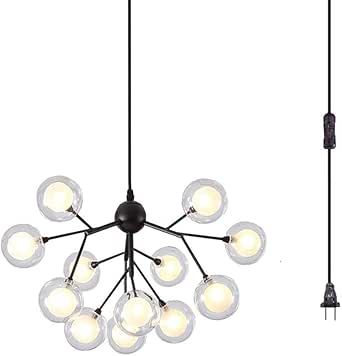 Dellemade DD00134B Plug in Sputnik Chandelier 12-Light Pendant Light with 16 ft Cord Bulbs Included (Black) added by Connor Knight