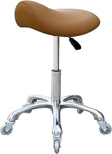 FRNIAMC Professional Saddle Stool with Wheels Ergonomic Swivel Rolling Height Adjustable for Clinic Dentist Beauty Salon Tattoo Home Office (Camel) added by Emily Emmert