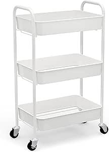 CAXXA 3-Tier Rolling Metal Storage Organizer - Mobile Utility Cart Kitchen Cart with Caster Wheels, White added by Emily Emmert