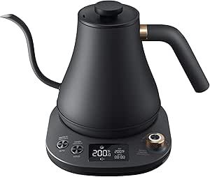 Gooseneck Kettle Temperature Control, Pour Over Electric Kettle for Coffee and Tea, 100% Stainless Steel Inner, 1200W Rapid Heating, 0.8L, Built-in Stopwatch. added by Spoak Member