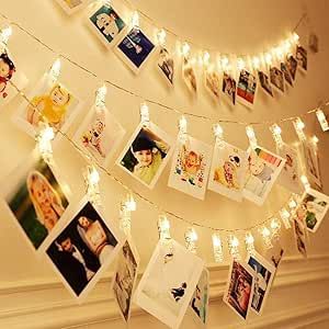 Dopheuor Photo Clip String Lights LED Battery Operated Starry Fairy Copper String Lights with Clips Warm White for Pictures Bedroom Wall Patio Halloween Thanksgiving Christmas Party Wedding Décor added by Samantha Erickson