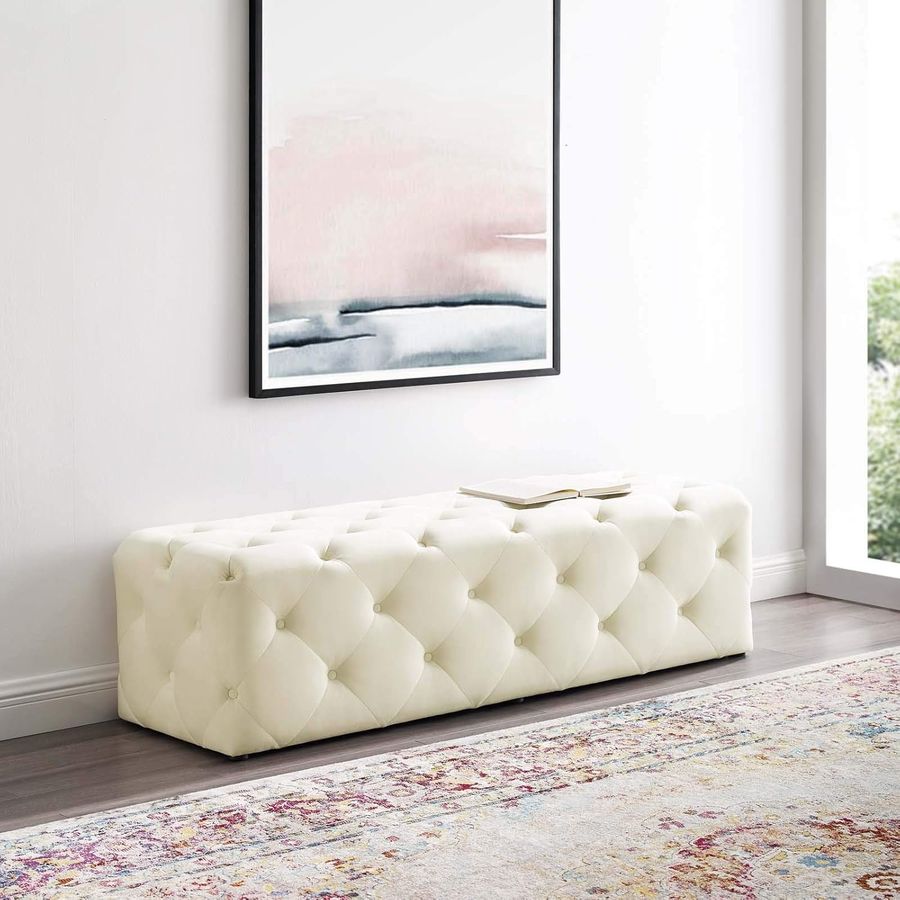 Tufted Button Entryway Performance Velvet Bench added by Spoak Member