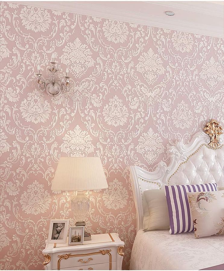 Birwall Elegant Textured Wallpaper Wallcoverings Wallpaper for Walls Wallpaper in Livingroom Bedroom Kitchen, 57 Square Ft/Roll (Pink) added by Karhtat Wallace