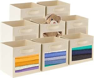 SUOCO 8 Pack Cube Storage Bins with Clear Window, 11 inch Foldable Fabric Baskets Boxes for Shelf Closet Organizer, Nursery and Kids Room (Beige) added by Alexina Salinas