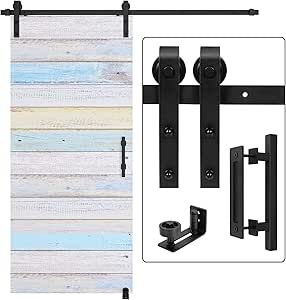 EaseLife 6 FT Sliding Barn Door Track and Handle Hardware Kit,Heavy Duty,Basic J Pulley,Slide Smoothly Quietly,Easy Install (6FT Track Kit for 30"~36" Wide Single Door) added by Spoak Member