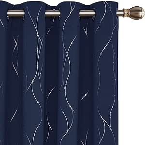 Deconovo Navy Blackout Curtains and Drapes 84 Inch Length 2 Panels Set - Bedroom Grommet Curtains with Floral Design （52 x 84 Inch, Navy Blue, 2 Panels added by Samantha Dee