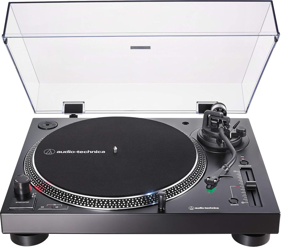 Audio-Technica AT-LP120XUSB-BK Direct-Drive Turntable (Analog & USB), Fully Manual, Hi-Fi, 3 Speed, Convert Vinyl to Digital, Anti-Skate and Variable Pitch Control Black: AUDIO-TECHNICA: Electronics added by Emily Cuba