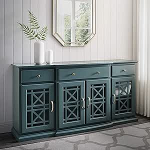 Walker Edison Modern Wood Glass-Buffet-Sideboard Living Entryway Serving Storage Cabinet Doors-Dining Room Console, 60 Inch, Dark Teal (AZU60LANFWDT) added by Spoak Member