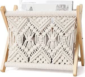 Mkono Macrame Magazine Rack Boho Magazine Holder Storage Standing Basket for Books, Newspapers, Swaddle Blanket, Living Room, Bathroom, Office, Nursery, Home Decor, Small Size, 11.22’’L x 7.5’’W added by Ashley Hastings