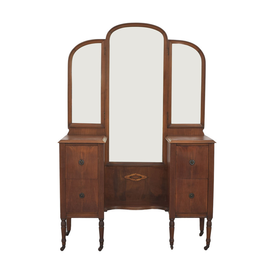 43% OFF - Star Furniture Star Furniture Vintage Vanity with Trifold Mirror / Tables added by Melanie Fenning