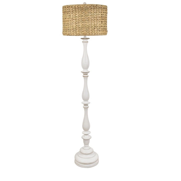 White Floor Lamp with Hand Woven Raffia Shade added by Spoak Member