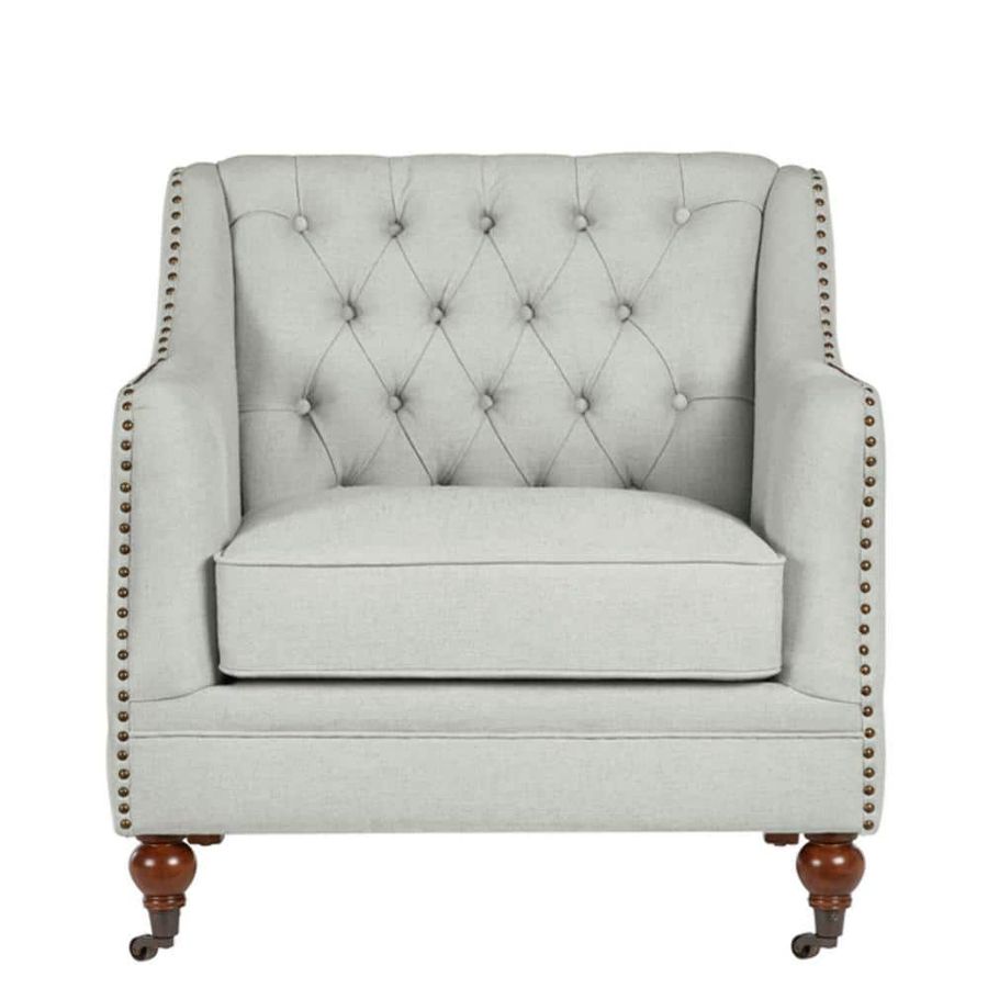 Kennison Evere Willow Green Wood Accent Chair with Tufting and Nailhead Trim (32.68 in. W x 32.28 in. H) added by Spoak Member