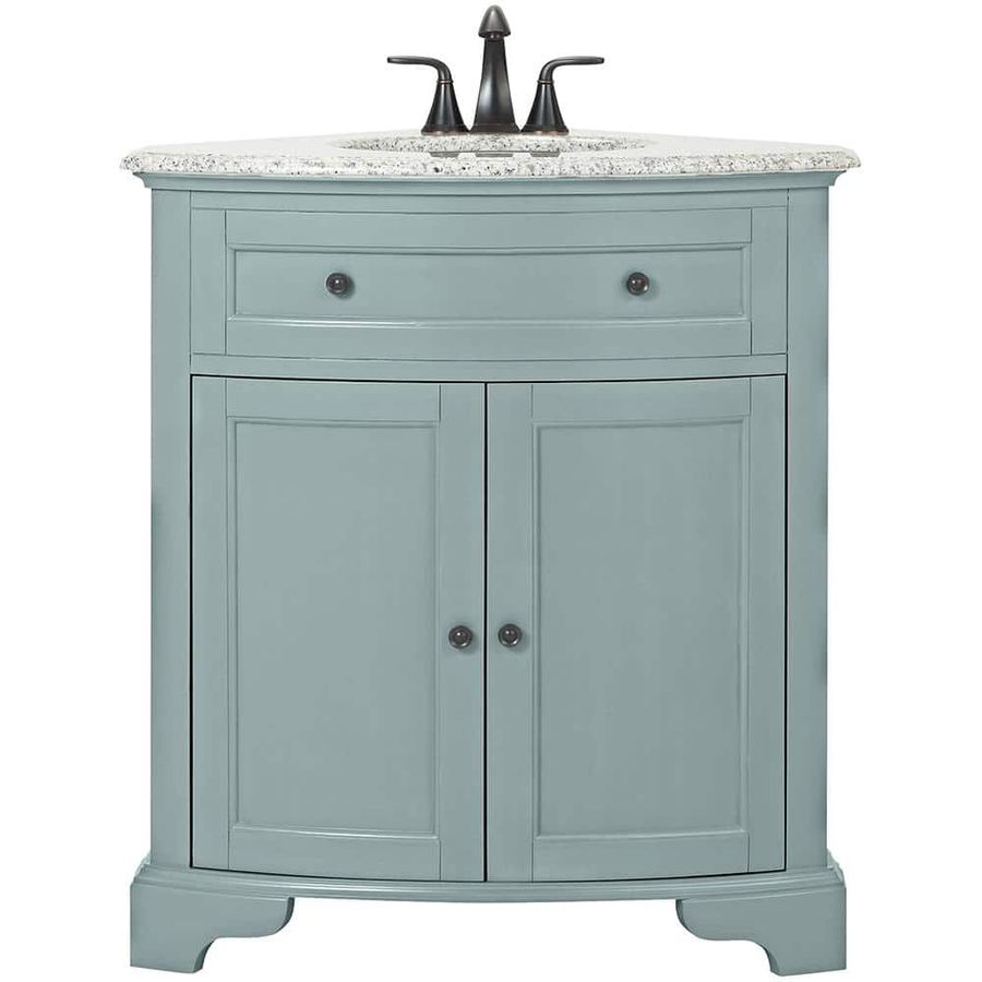 Home Decorators Collection Hamilton 31 in. W Corner Bath Vanity in Sea Glass with Granite Vanity Top in Grey and White Sink 10809-CS30H-SG added by Megan Stephenson