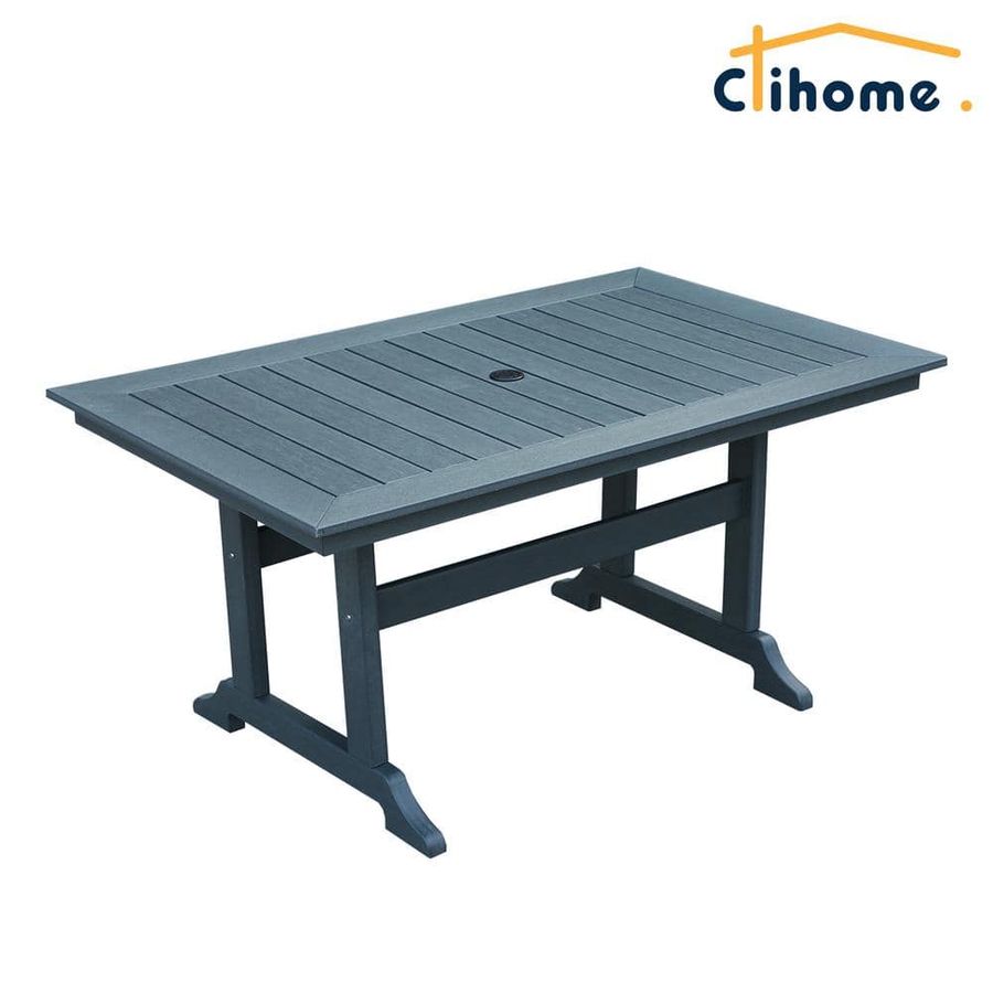 Clihome 60.2 in. Outdoor Patio Rectangular Dining Table CL-3860701GY - The Home Depot added by Stacy Smith