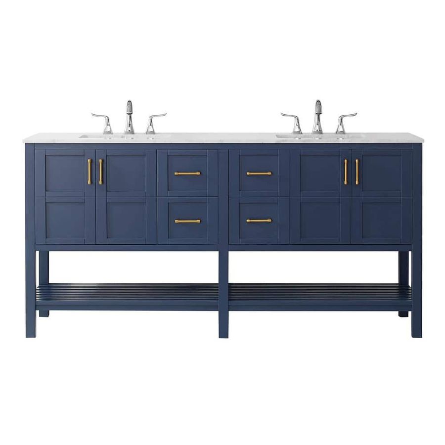 ROSWELL Florence 72 in. Bath Vanity in Blue with Marble Vanity Top in White with White Basins 813072-RB-CA-NM - The Home Depot added by Spoak Member