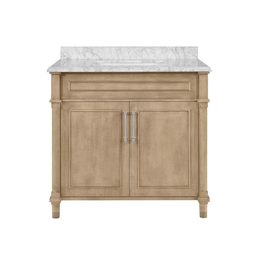 Home Decorators Collection Aberdeen 36 in. x 22 in. D Bath Vanity in Antique Oak with Carrara Marble Vanity Top in White with White Basin Aberdeen 36AO added by Spoak Member