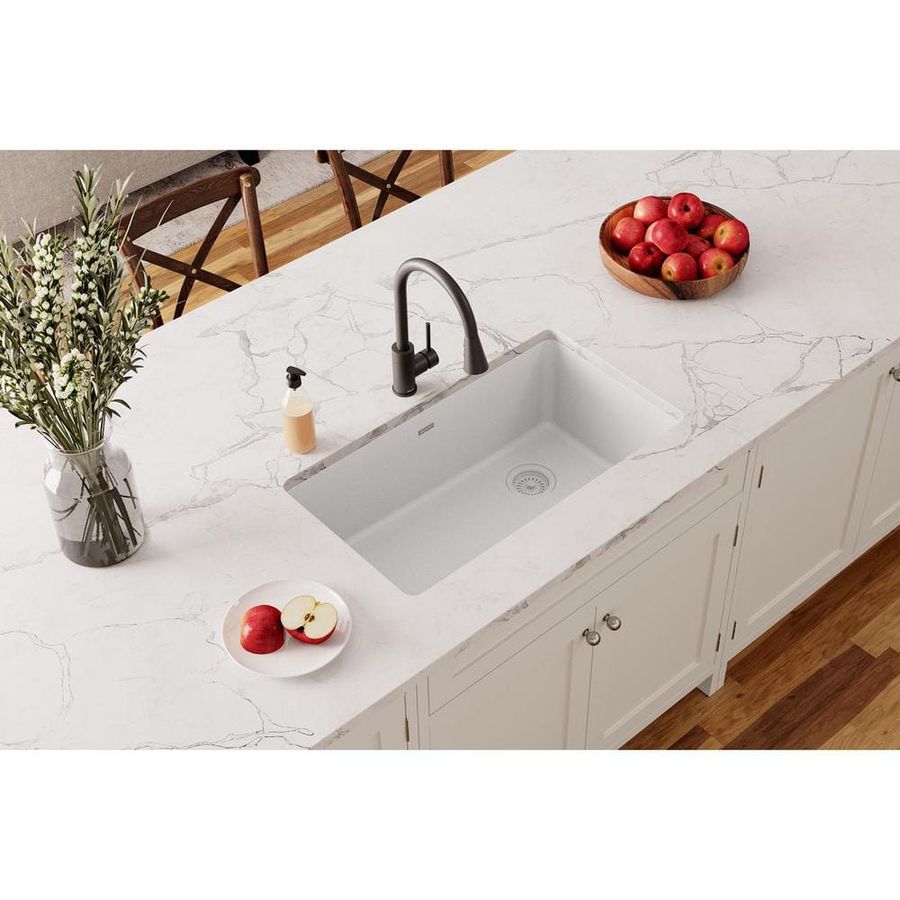Elkay Quartz Classic White Quartz 33 in. Single Bowl Undermount Kitchen Sink ELGU13322WH0 - The Home Depot added by Annastasia Valmas-Mann