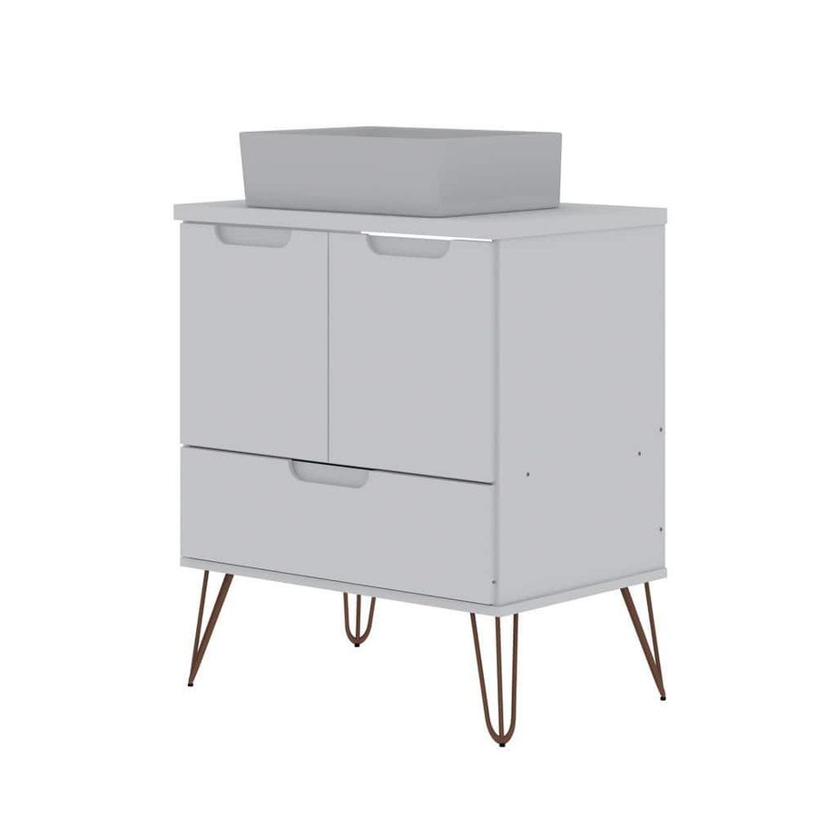 Rockefeller 26.38 in. W x 17.52 in. D x 30.63 in. H Bath Vanity 1.0 with Vanity Top in White with White Basin added by Amber Wilcox