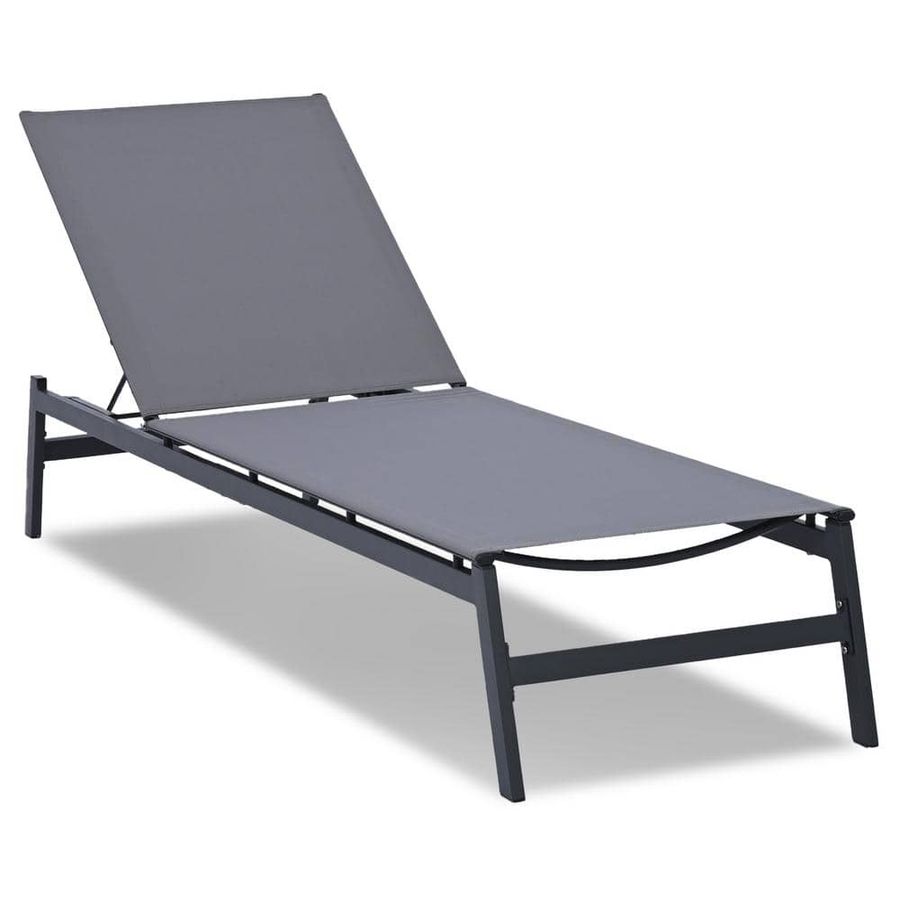 HAPPATIO Dark Gray 1-Piece Outdoor Chaise Lounge with Breathable Textilene Fabric HPO-TYO-GG-WH4 - The Home Depot added by Erica Ramon