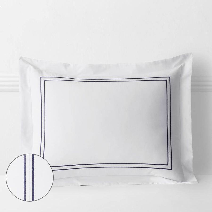 The Company Store Dorset Stripe Legends Hotel Blue Embroidered 600-Thread Count Egyptian Cotton Sateen King Sham 50653F-K-BLUE - The Home Depot added by Melanie Thomas