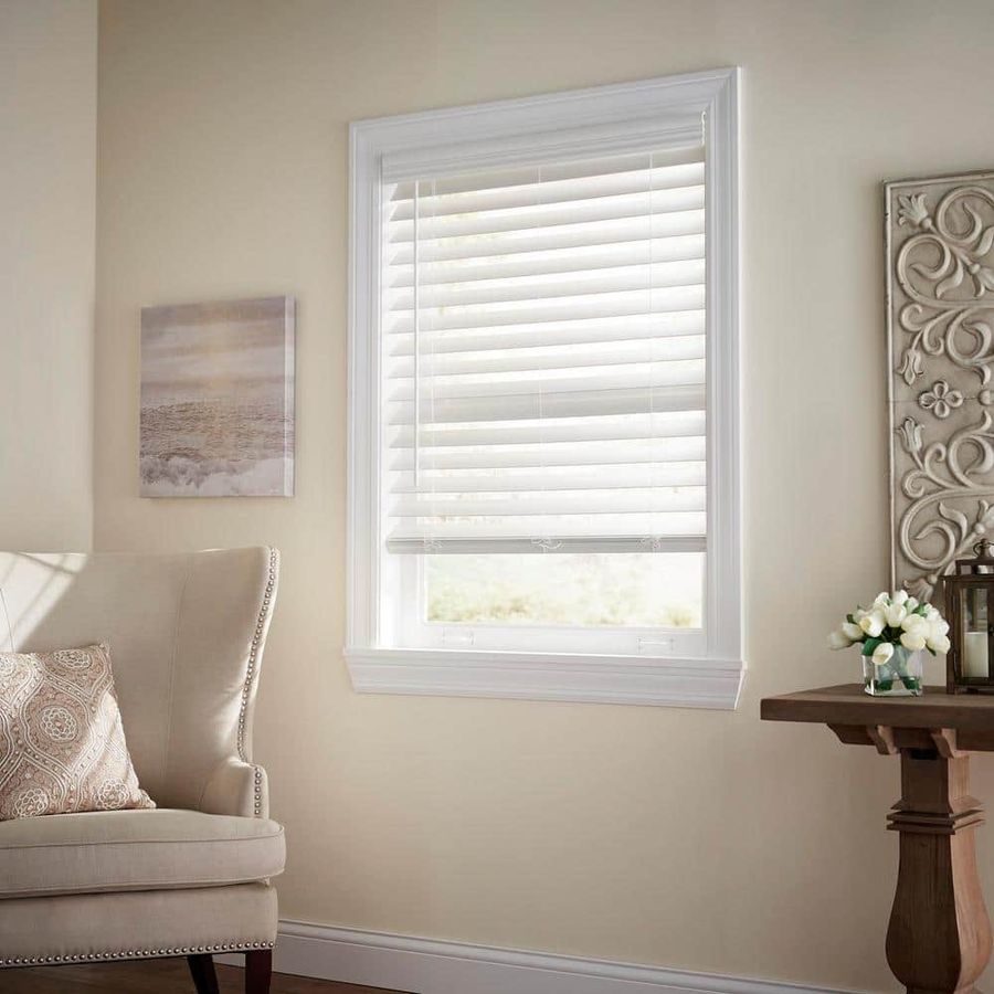 Home Decorators Collection White Cordless Premium Faux Wood blinds with 2.5 in. Slats - 35 in. W x 64 in. L (Actual Size 34.5 in. W x 64 in. L) 10793478361892 - The Home Depot added by Nicole Vacherot