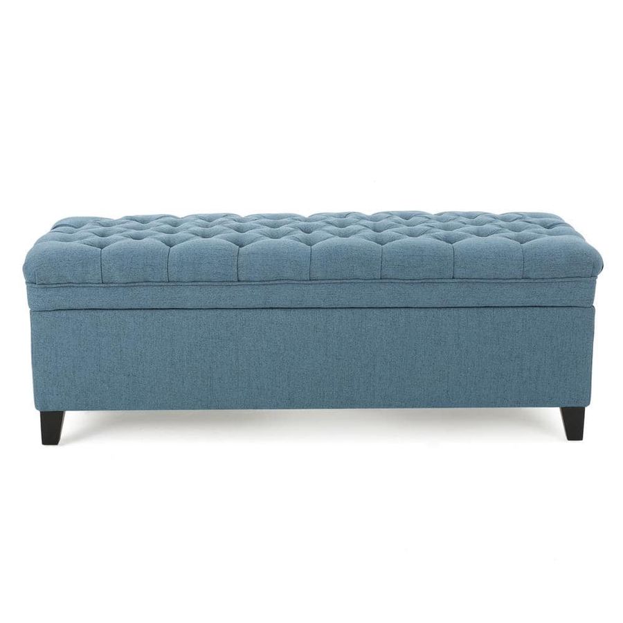 Noble House Juliana Tufted Blue Fabric Storage Bench 10317 - The Home Depot added by Kate Lynn Nemett