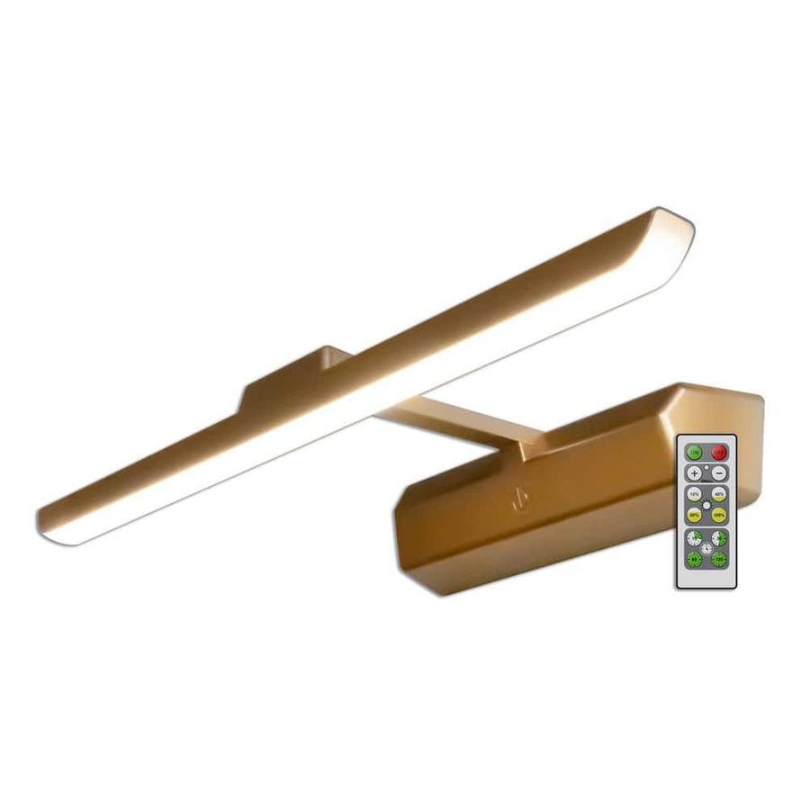 Westek Satin Gold 16 in. LED Swivel Picture Light with Remote Control BL-PL16-GD - The Home Depot added by Liz Nevil-Smith