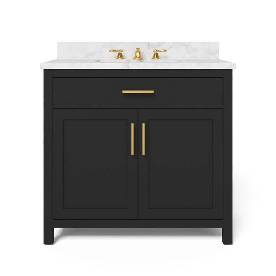 Home Decorators Collection Bonheur 36 in. W x 22 in. Dx 34.5in. H Bathroom Vanity Side Cabinet in Black w/Ceramic Vanity Top in White w/White Basin HDPEV36V - The Home Depot added by Bridget Nelson