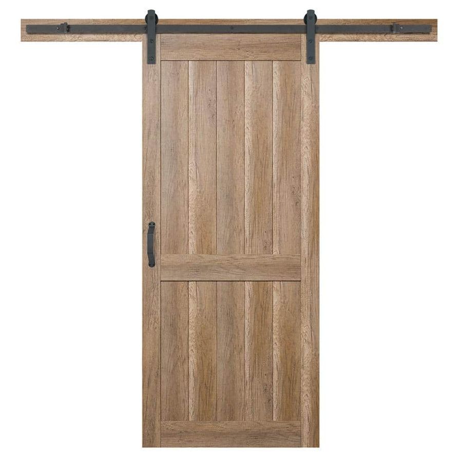 Masonite 36 in. x 84 in. 2 Panel Plank Sandy Brown Interior Sliding Barn Door Slab with Hardware Kit 17477 - The Home Depot added by Where The Heart Is Designs