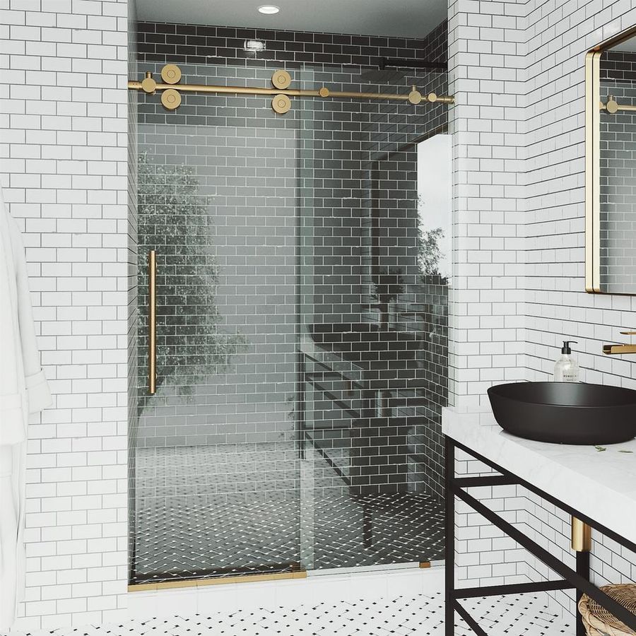 VIGO Elan 72 in. x 74 in. Frameless Sliding Shower Door in Matte Gold VG6041MGCL7274 - The Home Depot added by Spoak Member