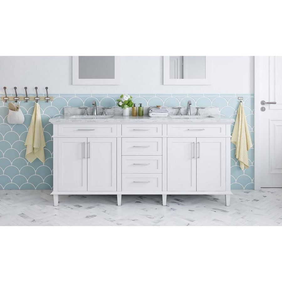 Home Decorators Collection Sonoma 72 in. W x 22 in. D x 34 in. H Double Sink Bath Vanity in White with Carrara Marble Top Sonoma 72W - The Home Depot added by Jesse Coleman