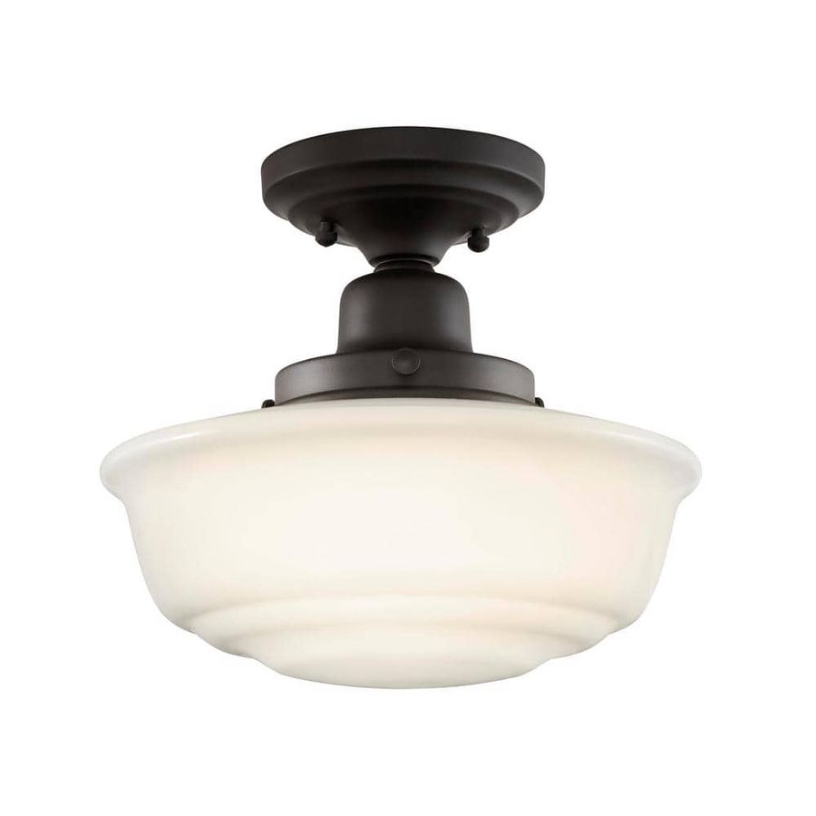 Hampton Bay Belvedere Park 10.625 in. 1-Light Espresso Bronze Schoolhouse Round Semi Flush Mount, Farmhouse Ceiling Light KFN8291A-2/ORBA - The Home Depot added by Megan Stephenson