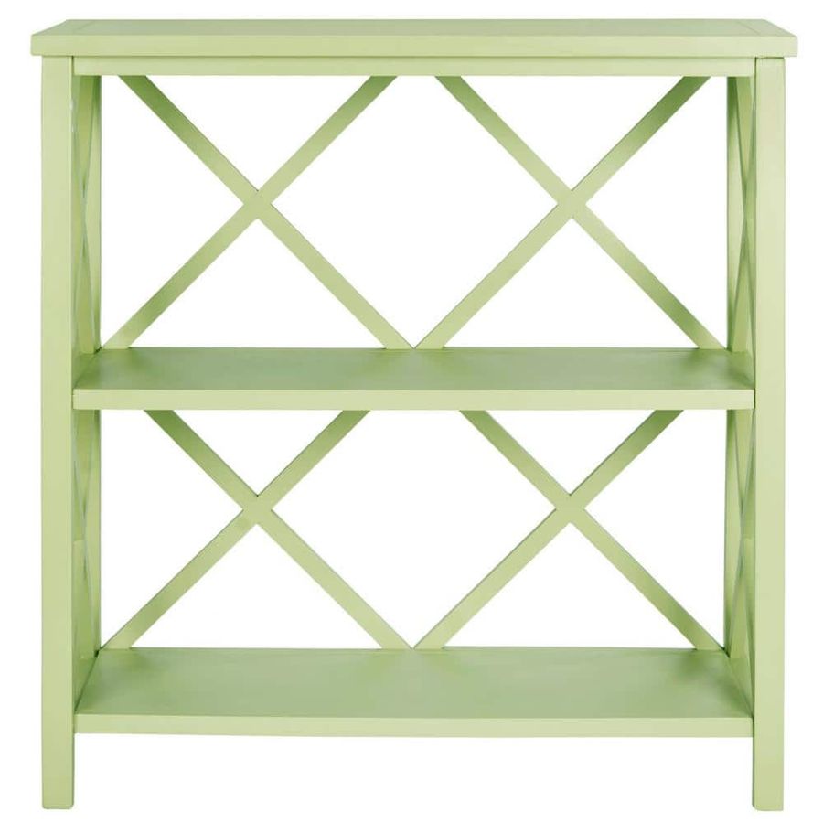 35.6 in. Avocado Green Wood 2-shelf Etagere Bookcase with Open Back  33.5 in. W x 13.5 in. D x 35.6 in. H added by Kate Lynn Nemett