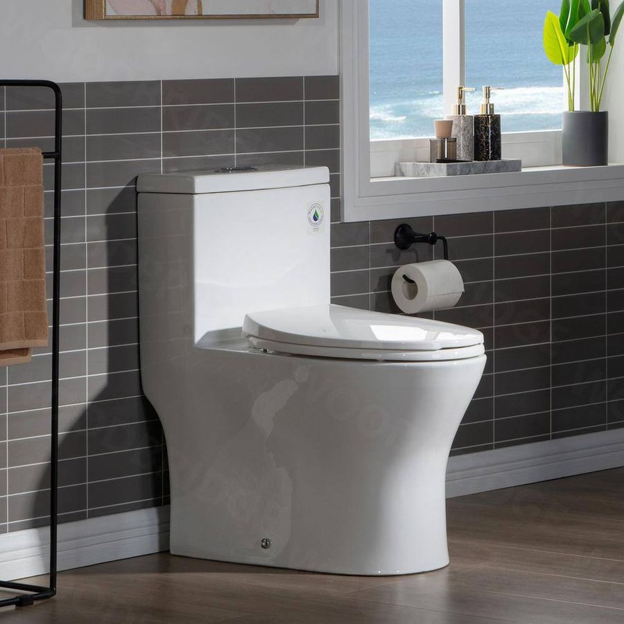 WOODBRIDGE Avanti 1-Piece 1.0/1.6 GPF High Efficiency Dual Flush Elongated All-in-One Toilet with Soft Closed Seat in White HT3001 added by Bruna Renovato