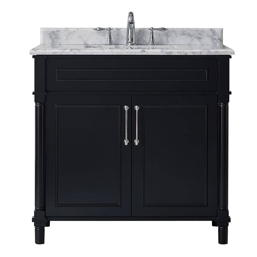 Home Decorators Collection Aberdeen 36 in. W x 22 in. D Vanity in Black with Carrara Marble Top with White Sink Aberdeen 36B added by Spoak Member
