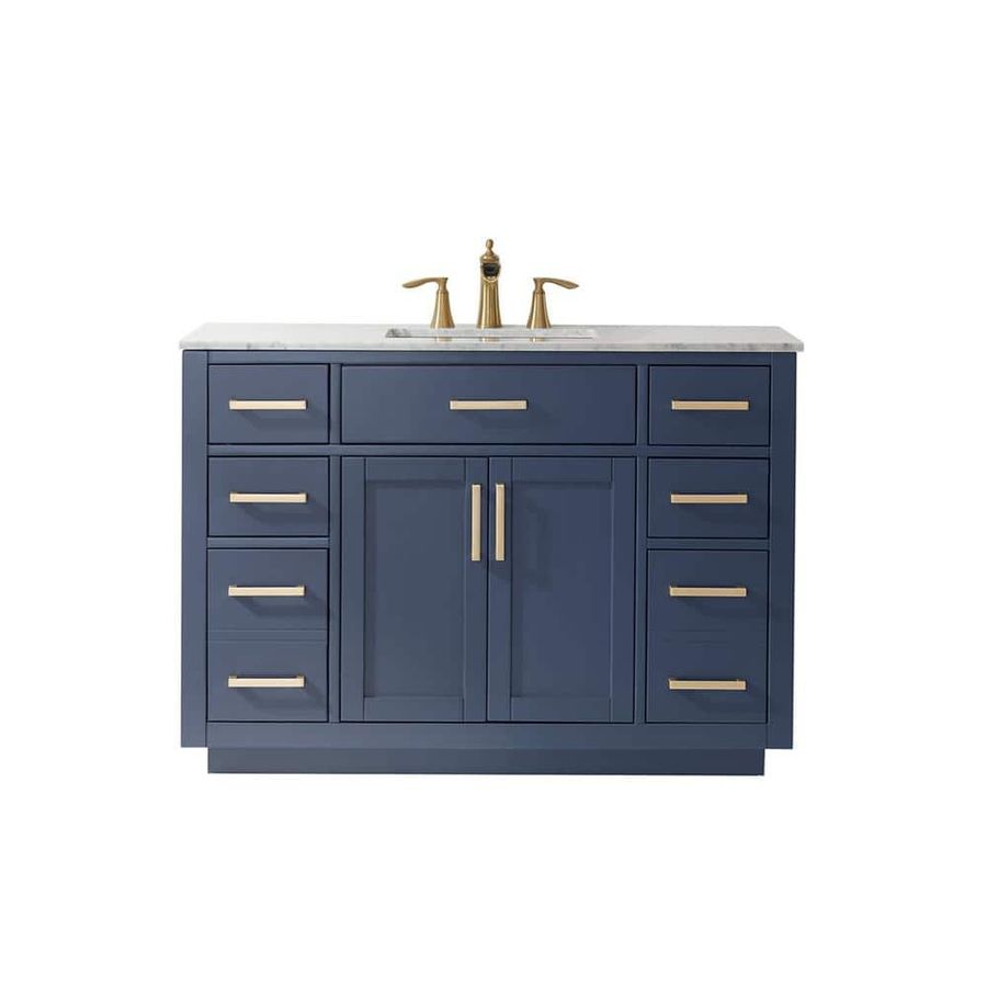 Altair Ivy 48 in. Bath Vanity in Royal Blue with Carrara Marble Vanity Top in White with White Basin 531048-RB-CA-NM - The Home Depot added by Spoak Member