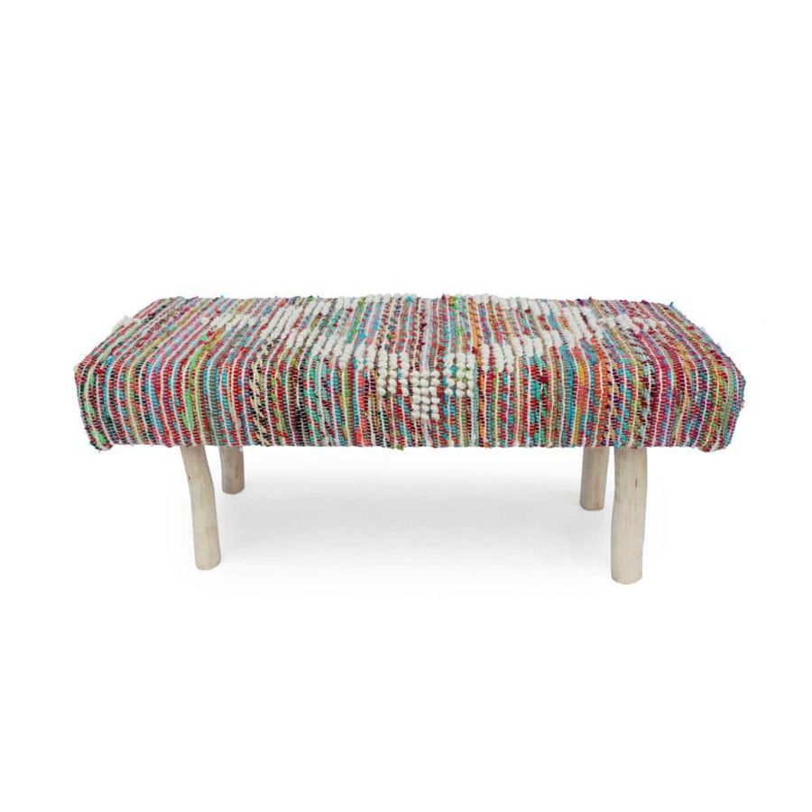 Noble House Laveta Ivory, Multicolor, and Natural Fabric Upholstered Bench 70293 - The Home Depot added by Shannon Jernigan