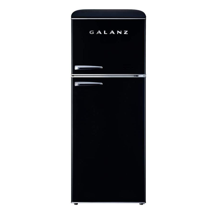 Galanz 7.4 cu. ft. Retro Top Freezer Refrigerator with Dual Door True Freezer, Frost Free in Black GLR10TBKEFR - The Home Depot added by dion banville