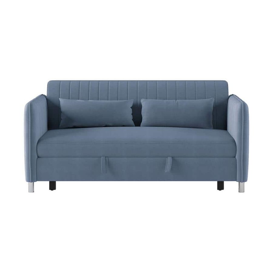 Antonio 72 in. Square Blue Arm Velvet Upholstered 2-Seater Convertible Straight Studio Sofa with Pull-Out Bed LX-9406NBU-3CL added by Sarah Jackson